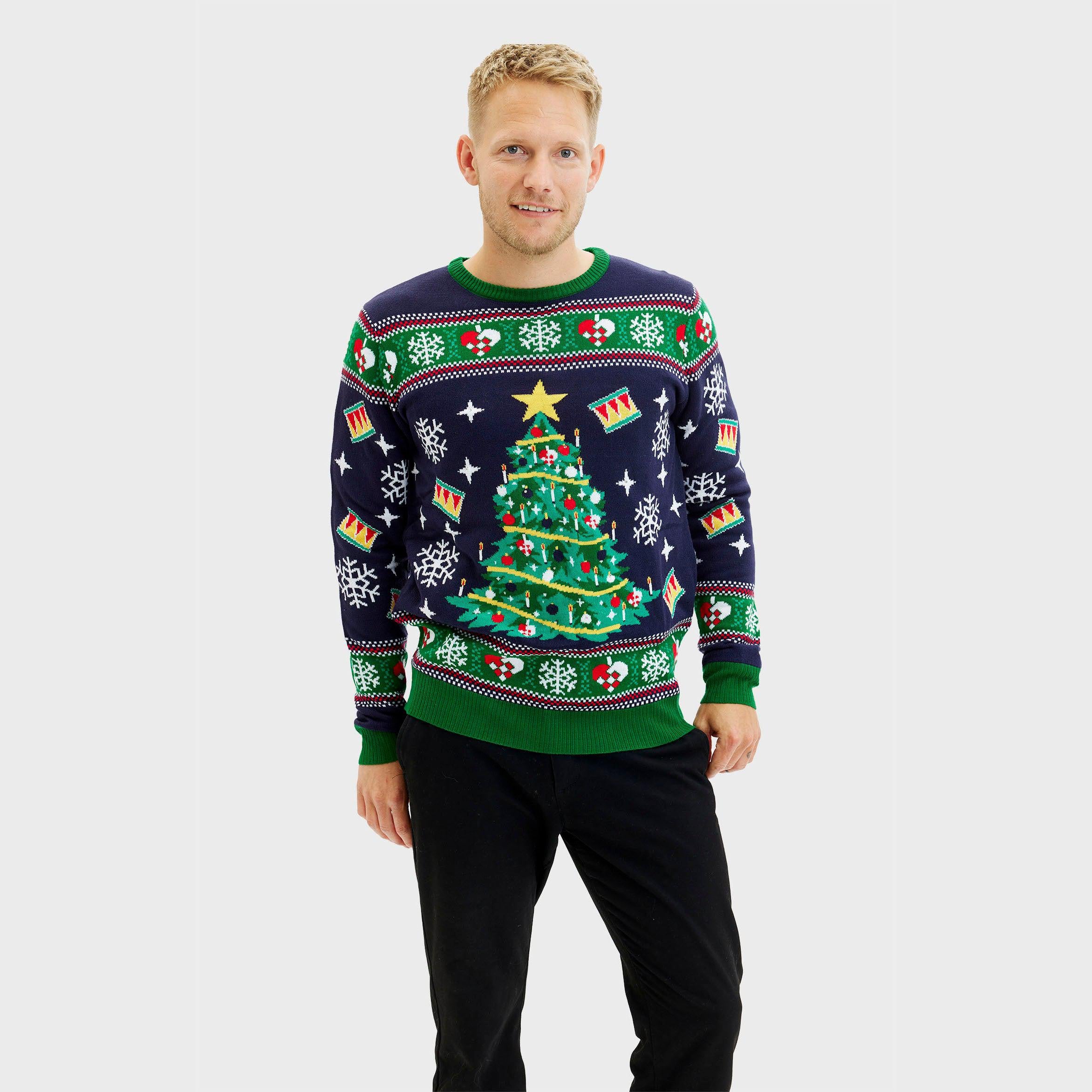 Pull De Noël De L'arbre LED Bleu - Homme